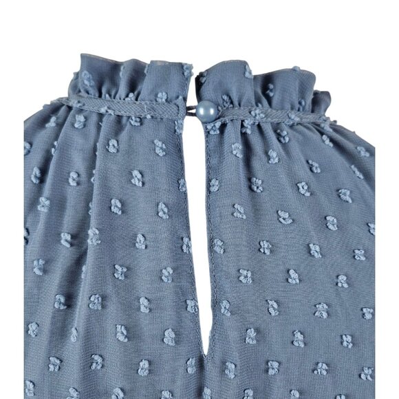 Grace Karin Girls Sleeveless Blue A-Line Flowy Swiss Dot Lined Halter Dress 12Y - Picture 9 of 11